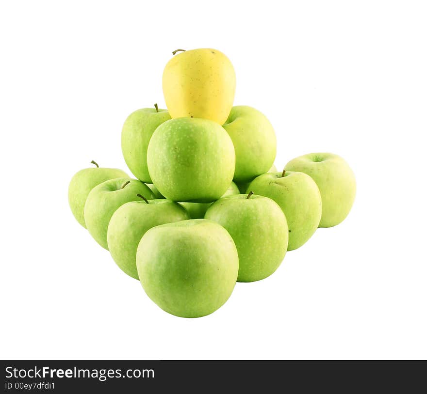 Green apples and a yellow one