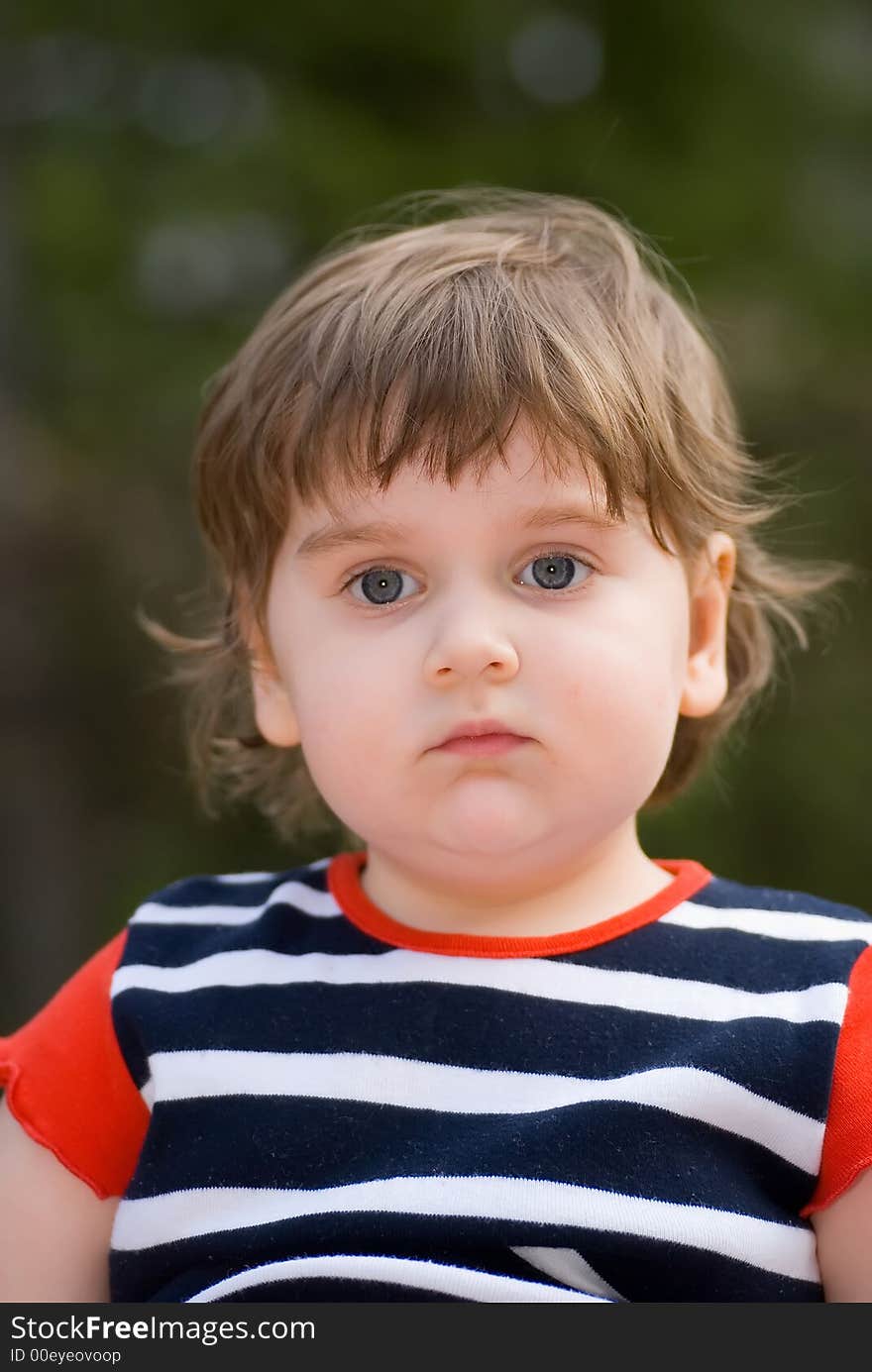 Sad small child portrait photo. Sad small child portrait photo