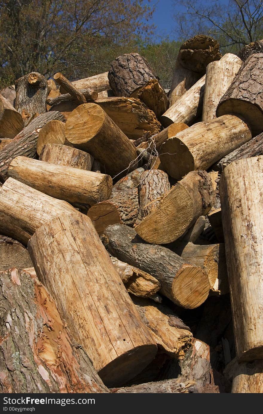 Wood stacked ready for heating. Wood stacked ready for heating