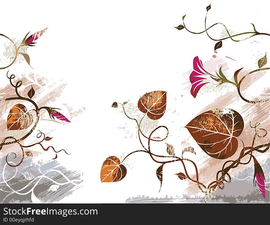 Floral design, grunge abstract background. Floral design, grunge abstract background