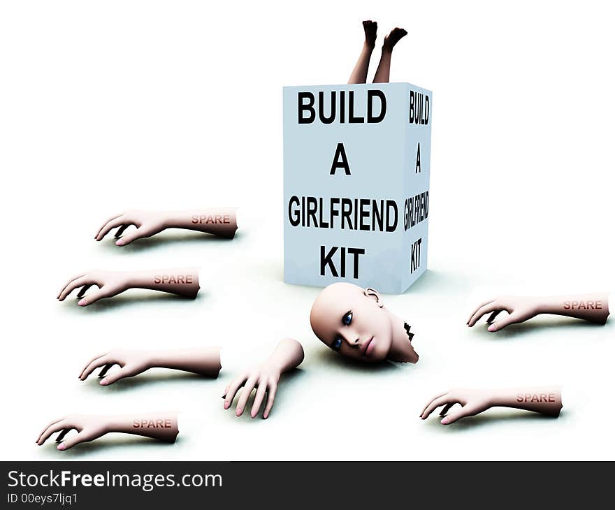 A abstract conceptual image of a kit to build a girlfriend. A abstract conceptual image of a kit to build a girlfriend.