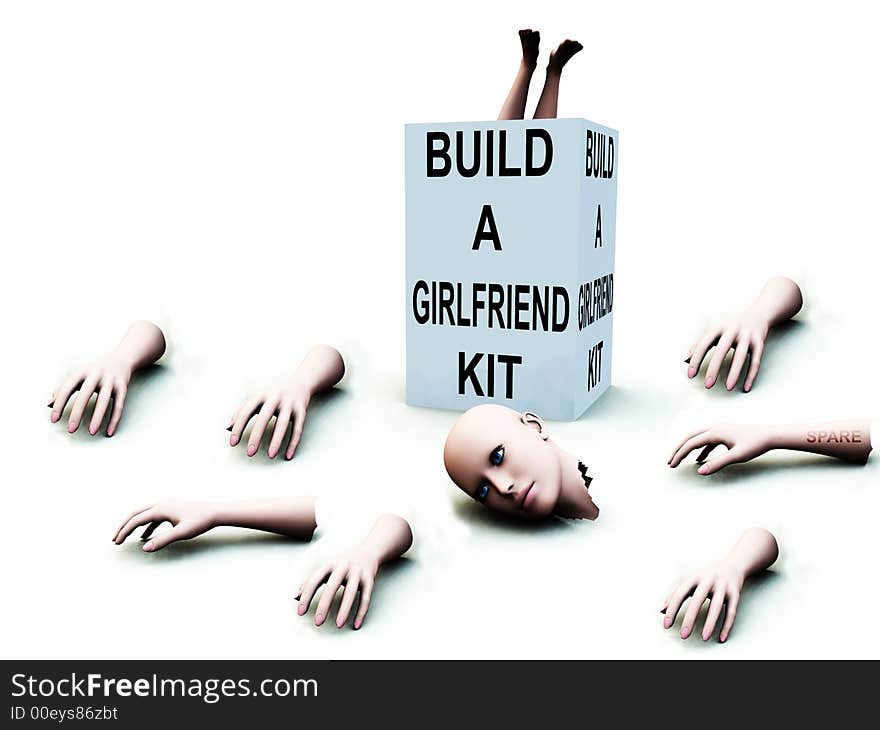 A abstract conceptual image of a kit to build a girlfriend. A abstract conceptual image of a kit to build a girlfriend.