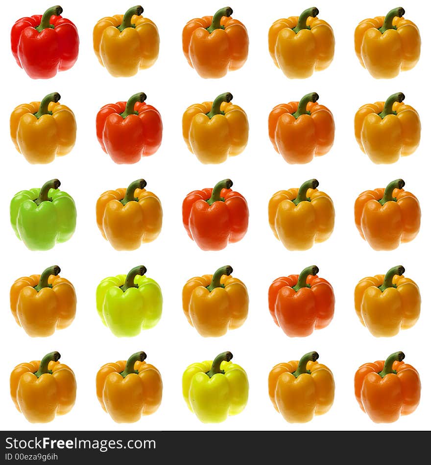 Sweet pepper in different lawyers and vaious hue/saturation, but keeping natural colors. Sweet pepper in different lawyers and vaious hue/saturation, but keeping natural colors