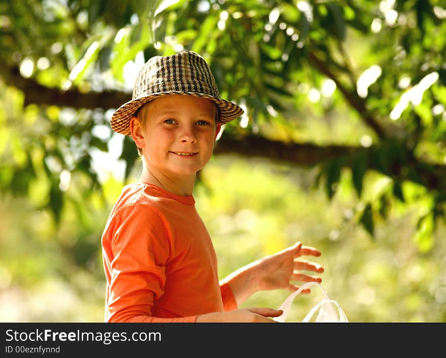 Young peacanut collector