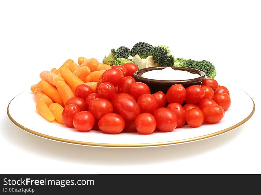 Plate Of Veggies On White