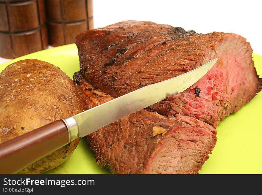 Steak & potato on a plate