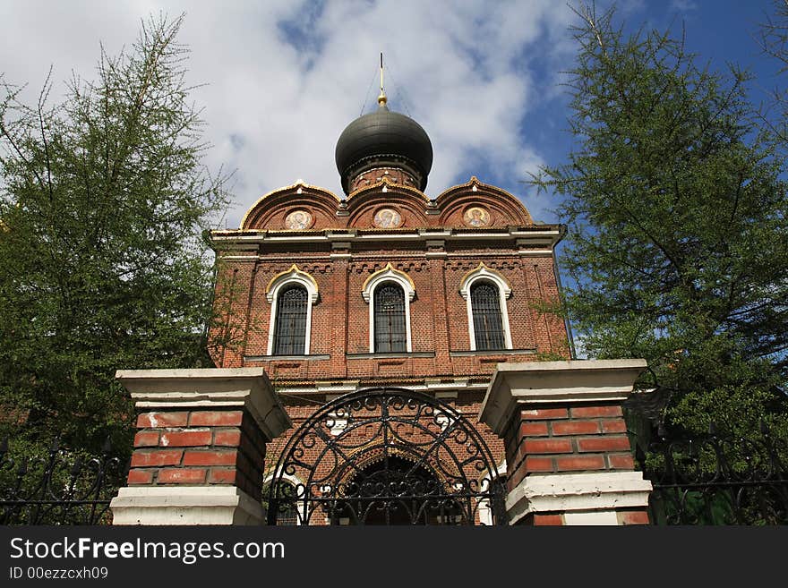 Front of brick church in the summer, Moscow. Front of brick church in the summer, Moscow