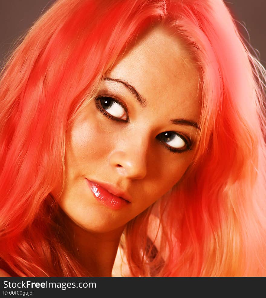 Sexy red-haired girl with wide-opened eyes. Sexy red-haired girl with wide-opened eyes