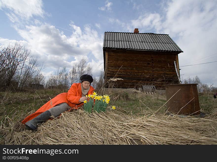 Woman and flowers