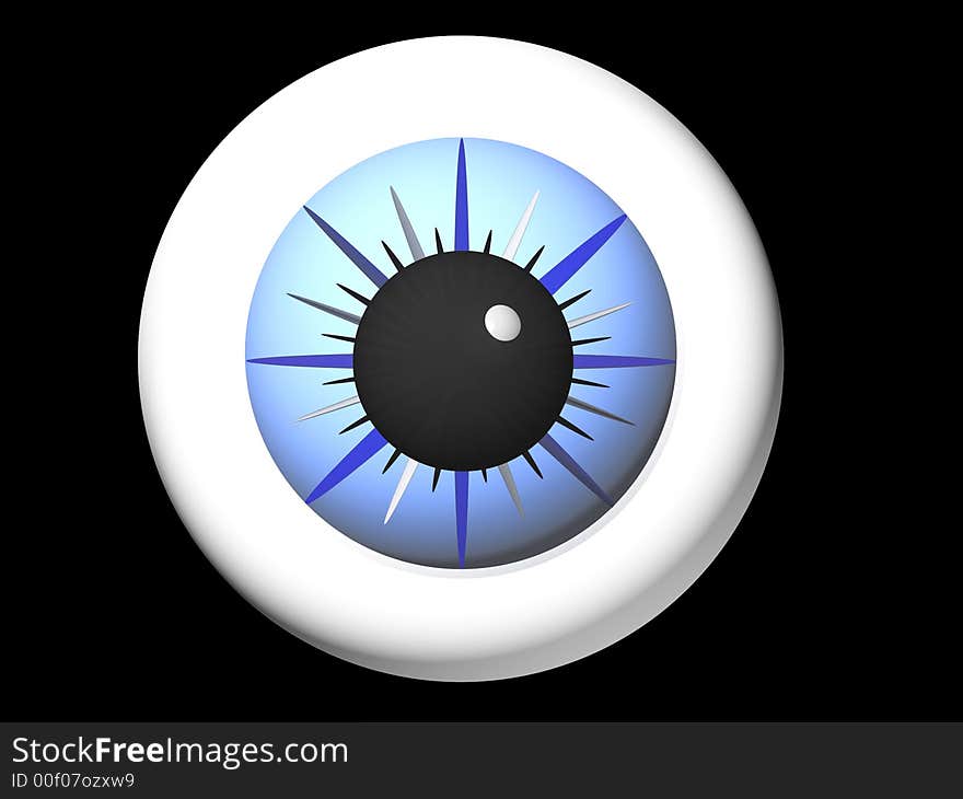 Blue eye, on a black background. Computer generated