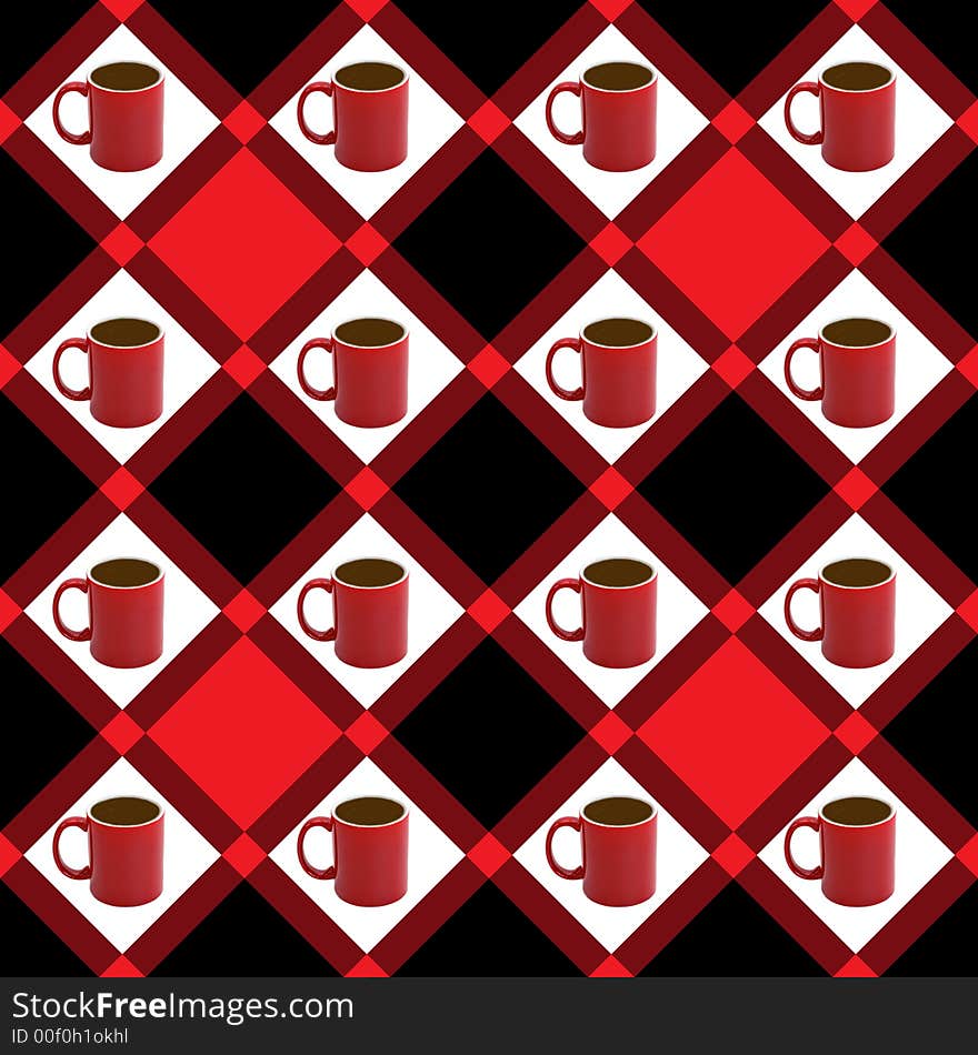 A SEAMLESS background of coffe cups. Tile to desired size. Coordinates avaiable. A SEAMLESS background of coffe cups. Tile to desired size. Coordinates avaiable.