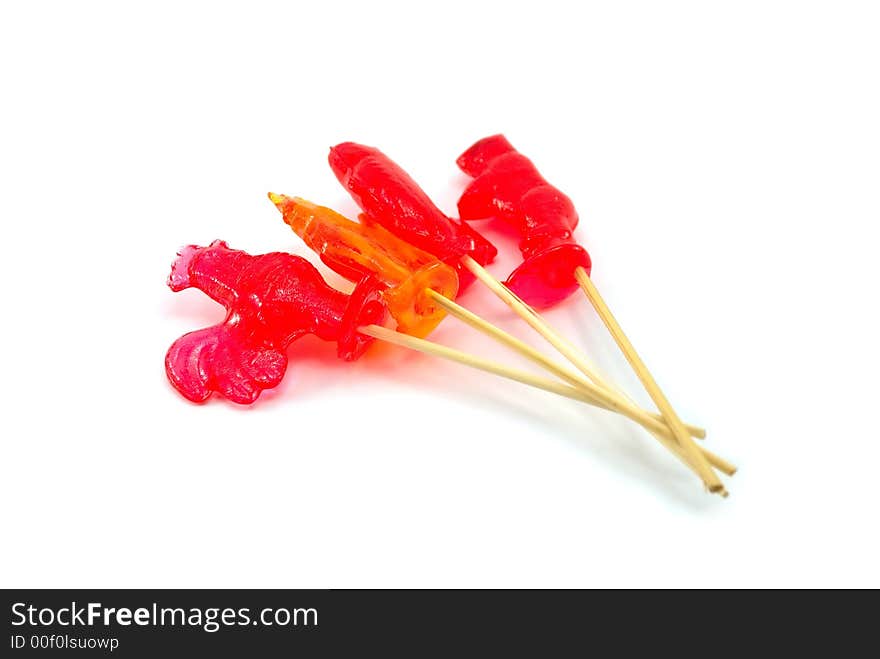 Beautiful sugar candies on a white background