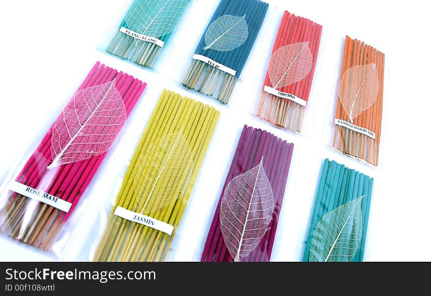 Incense sticks isolated on white