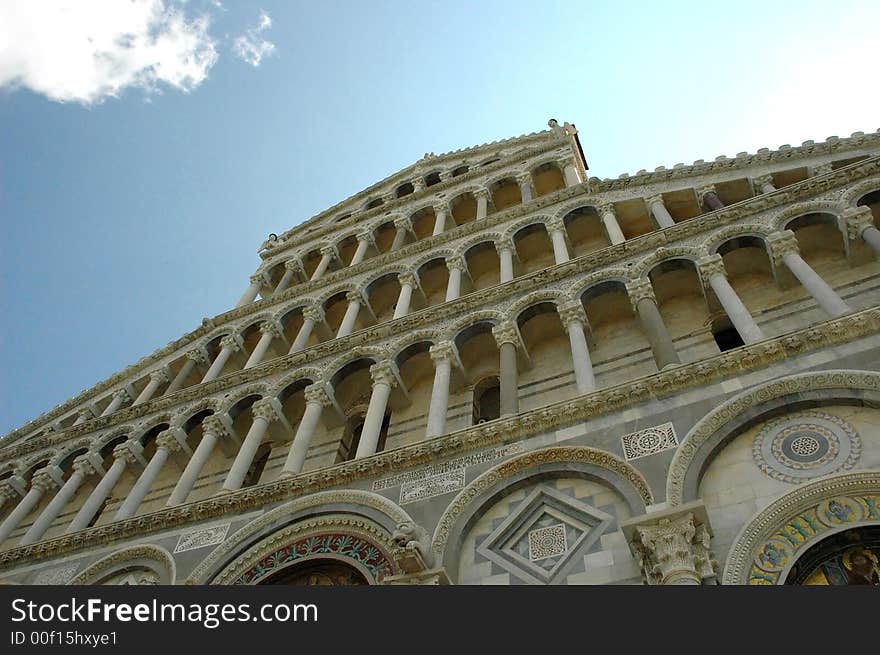 The cathedral of Pisa - facade detail (Italy). The cathedral of Pisa - facade detail (Italy)