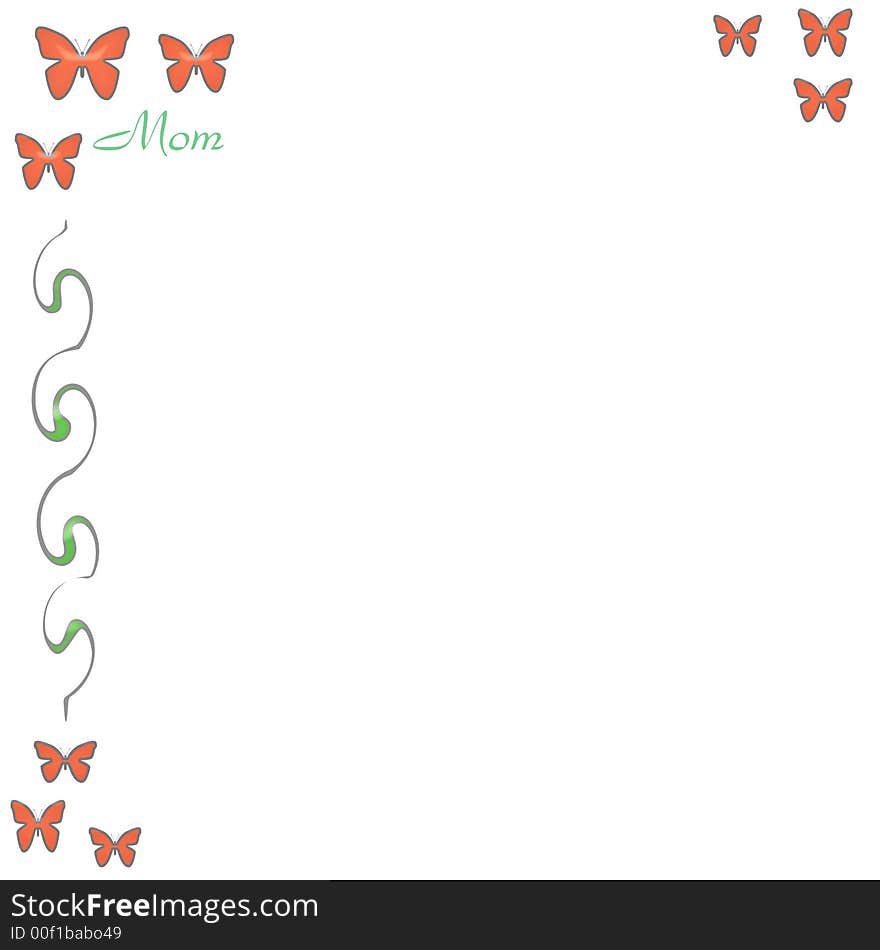 abstract pastel butterflies and vines border on white background. abstract pastel butterflies and vines border on white background