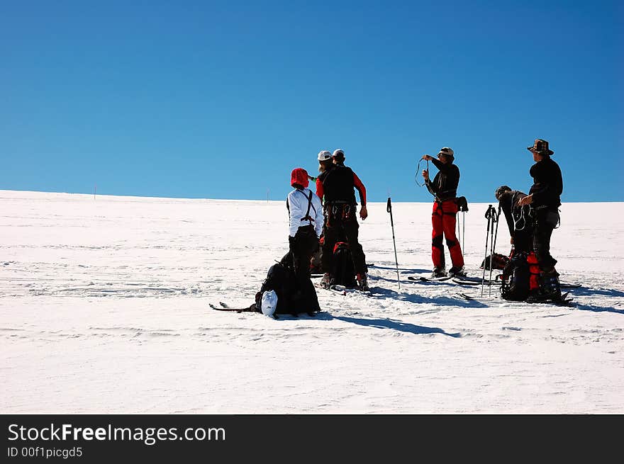 Ski touring group, west Alps, Swiss