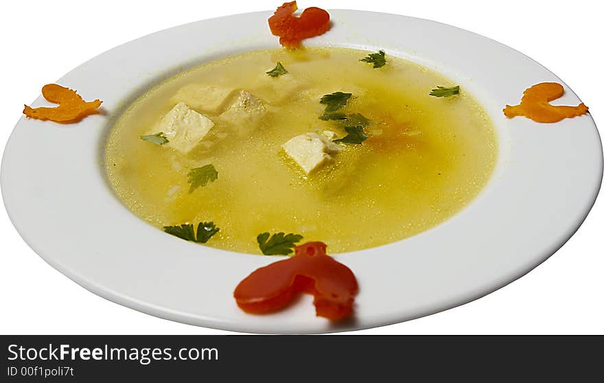 Meat soup with brown bread