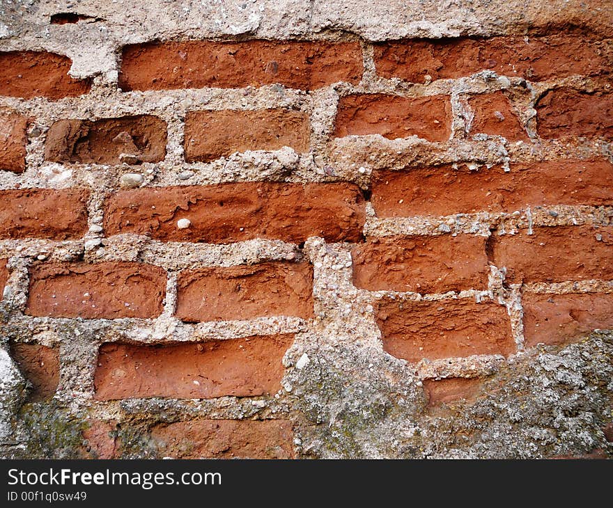 Old brick wall, stucco was peel off , background. Old brick wall, stucco was peel off , background