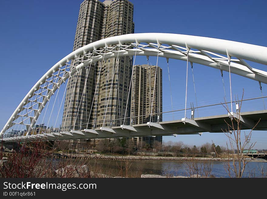 White pedestrian bridge