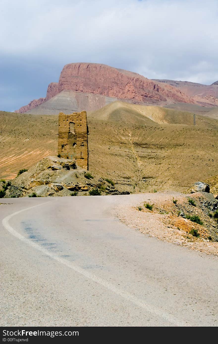 A road in the Dades valley in Morocco. A road in the Dades valley in Morocco