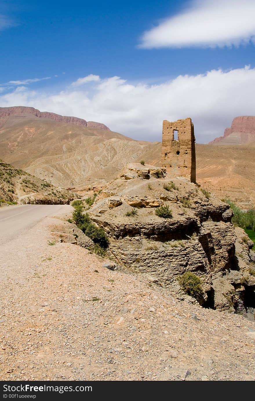 A road in the Dades valley in Morocco. A road in the Dades valley in Morocco