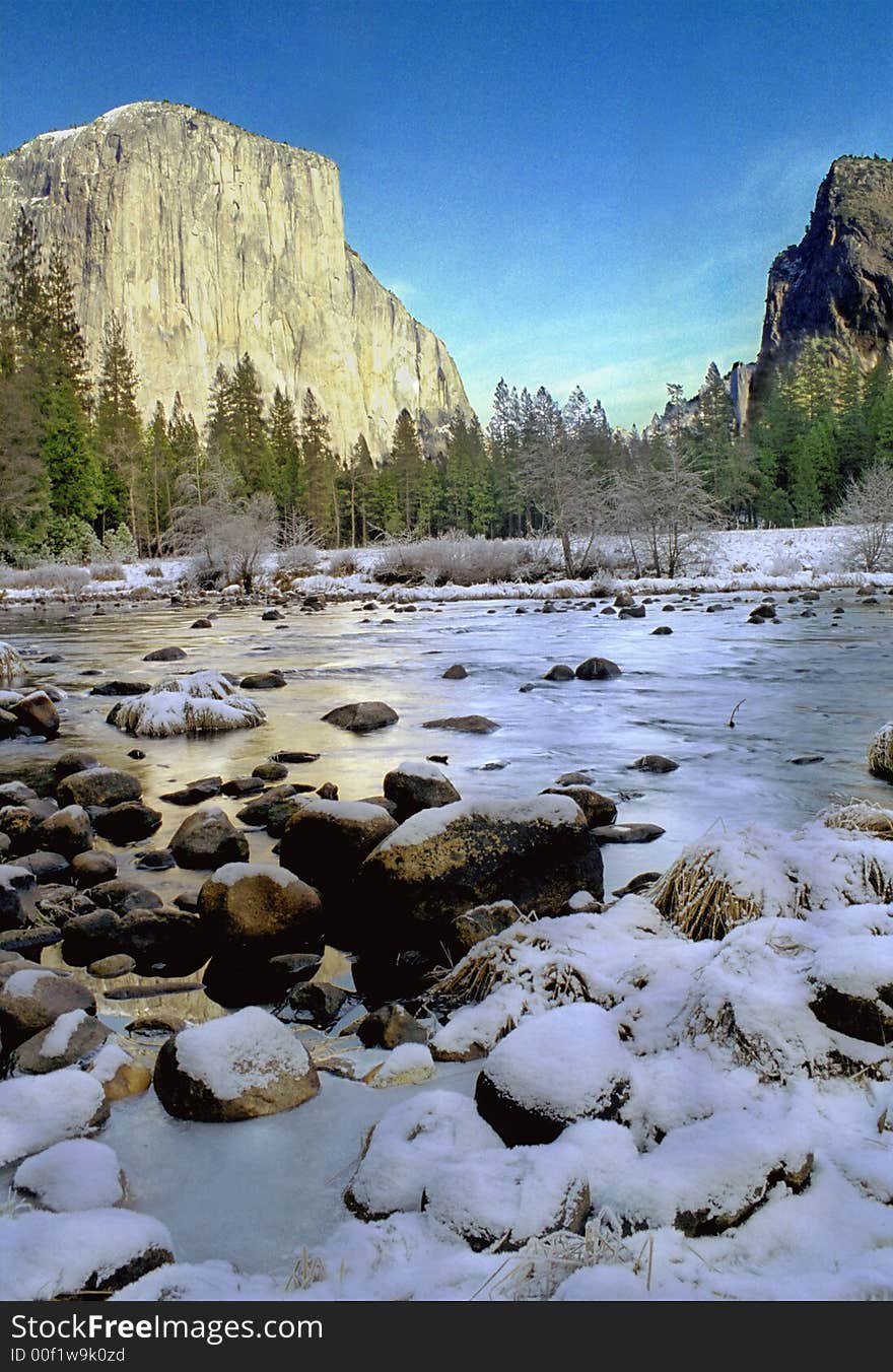 El Capitan shot on a beautiful winter day.