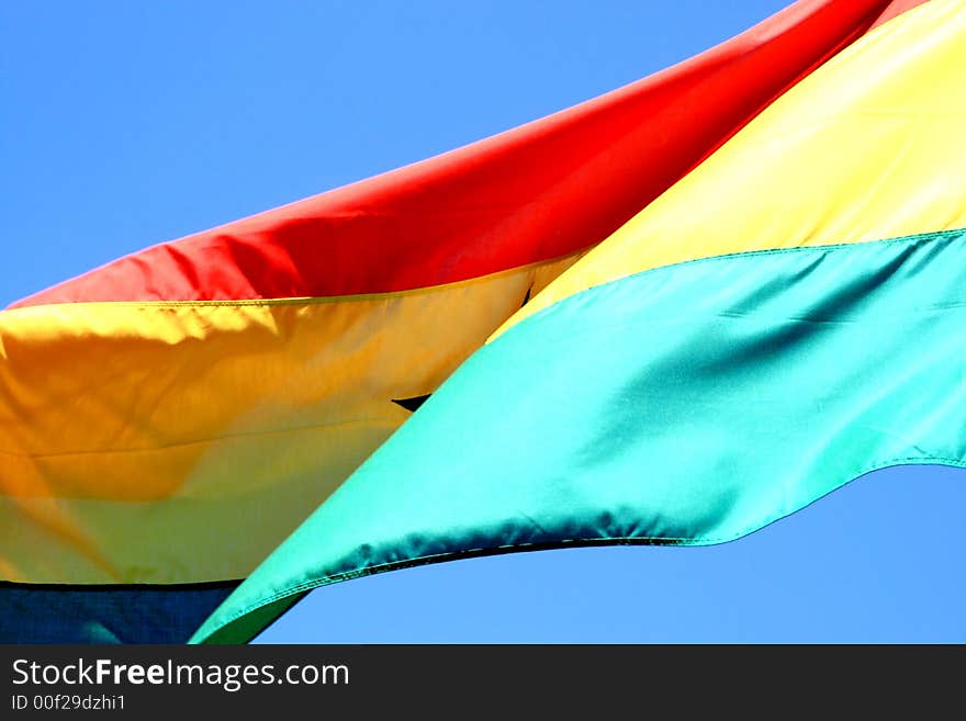 Close-up of a Ghanese flag, flying in the wind. Close-up of a Ghanese flag, flying in the wind.