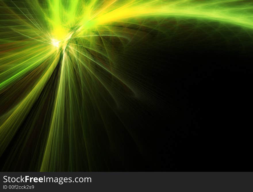 Green comet. Rendered abstract fractal illustration.