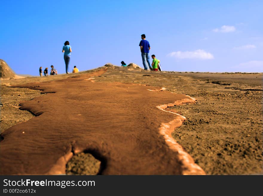 Lava river on a vulcanic hill. Lava river on a vulcanic hill