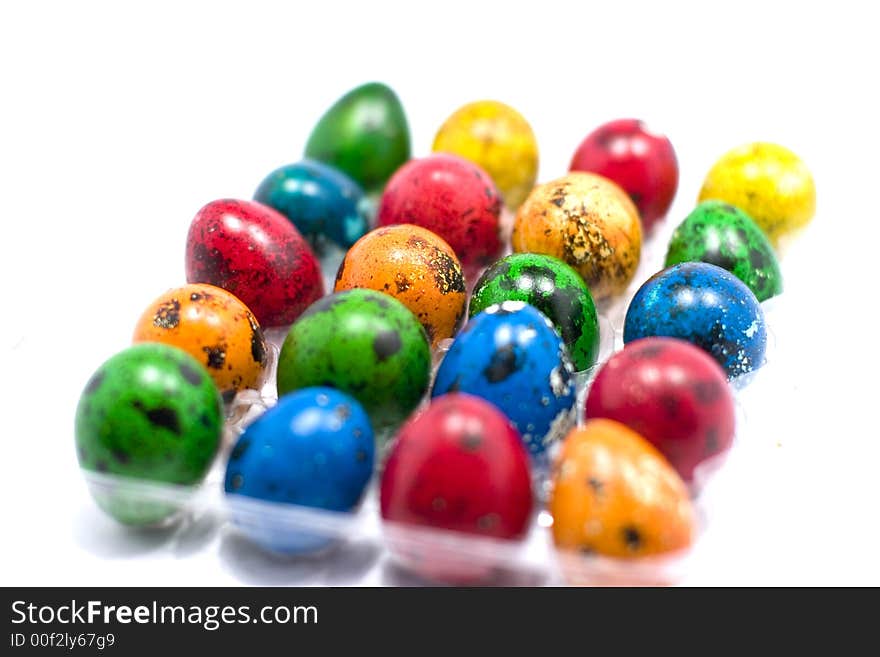 Colorful eggs isolated on white background