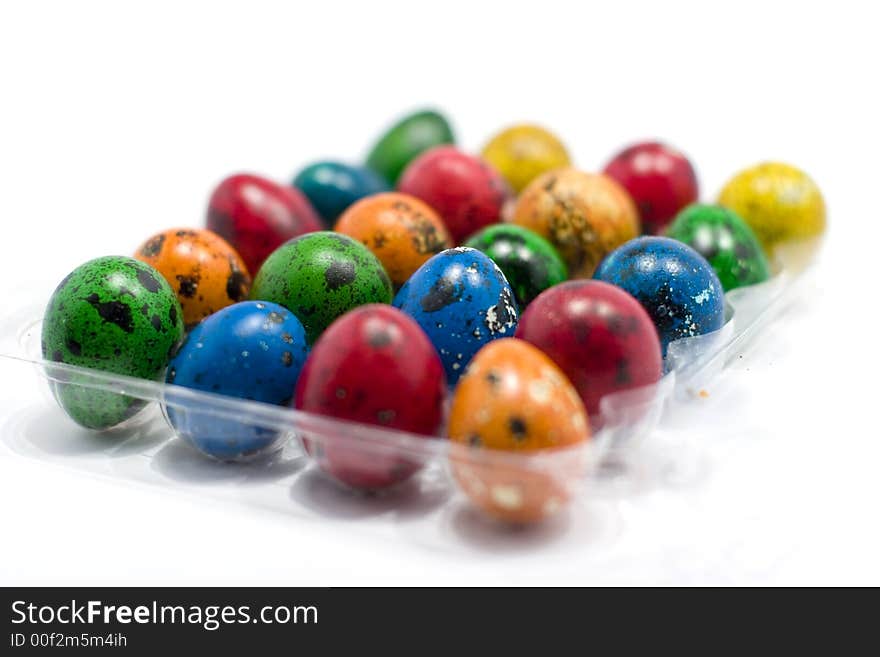 Colorful eggs isolated on white background