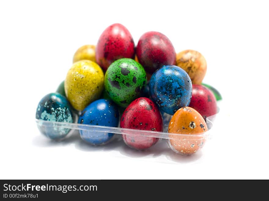 Colorful eggs isolated on white background