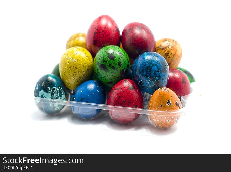 Colorful eggs isolated on white background