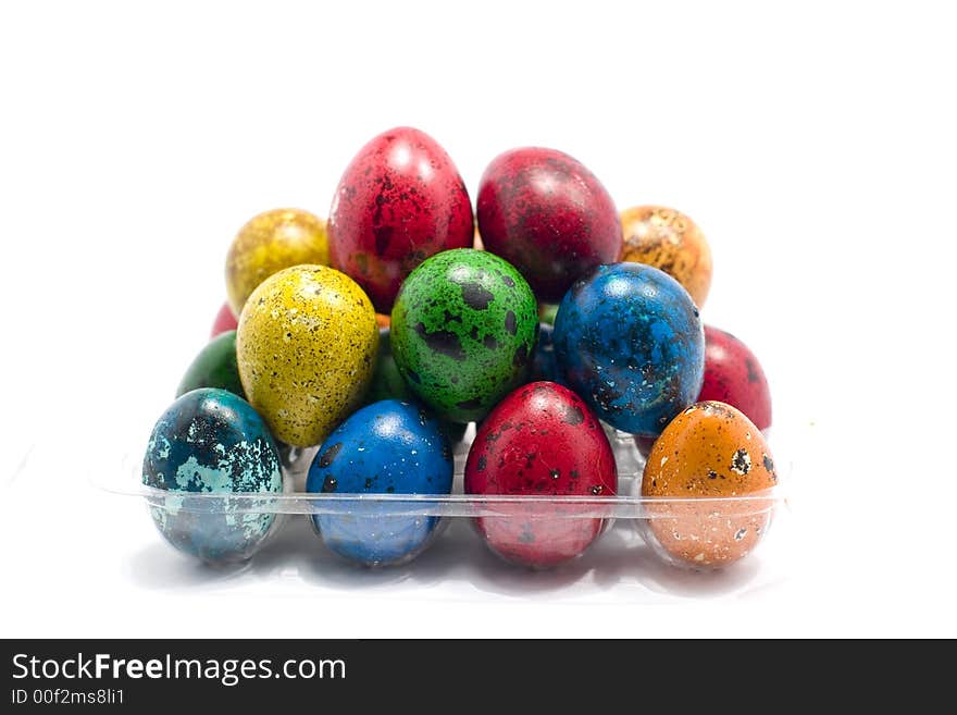 Colorful eggs isolated on white background