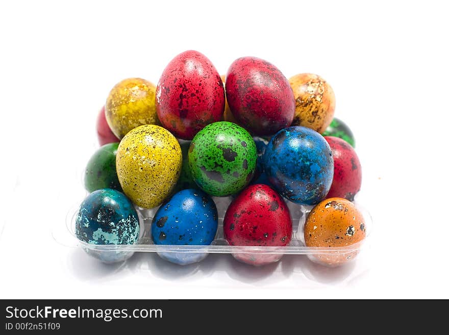 Colorful eggs isolated on white background