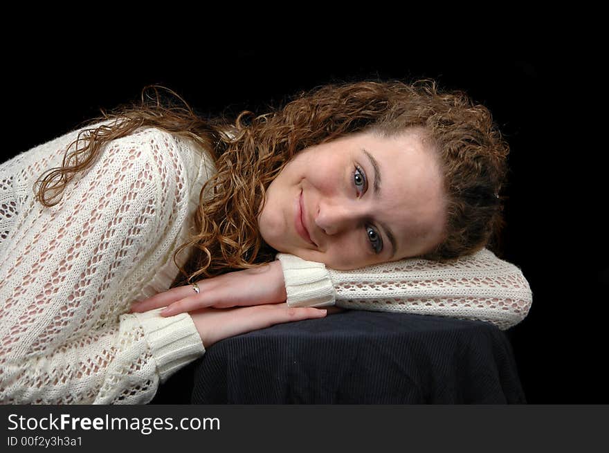 Teen girl portrait with curly