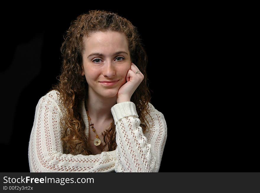 Teen girl portrait looking at