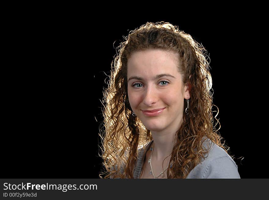 Teen girl portrait with curly