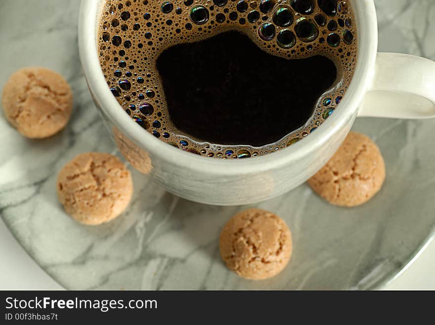 Macro of hot Turkish coffee, just bojled