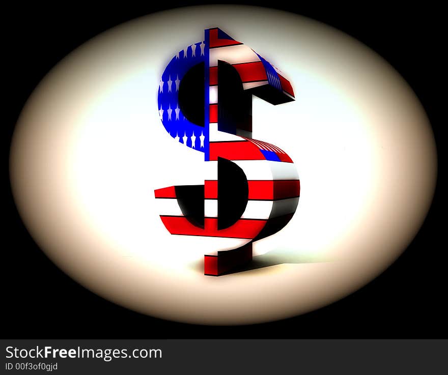 An American Dollar sign with the US flag on it. An American Dollar sign with the US flag on it.