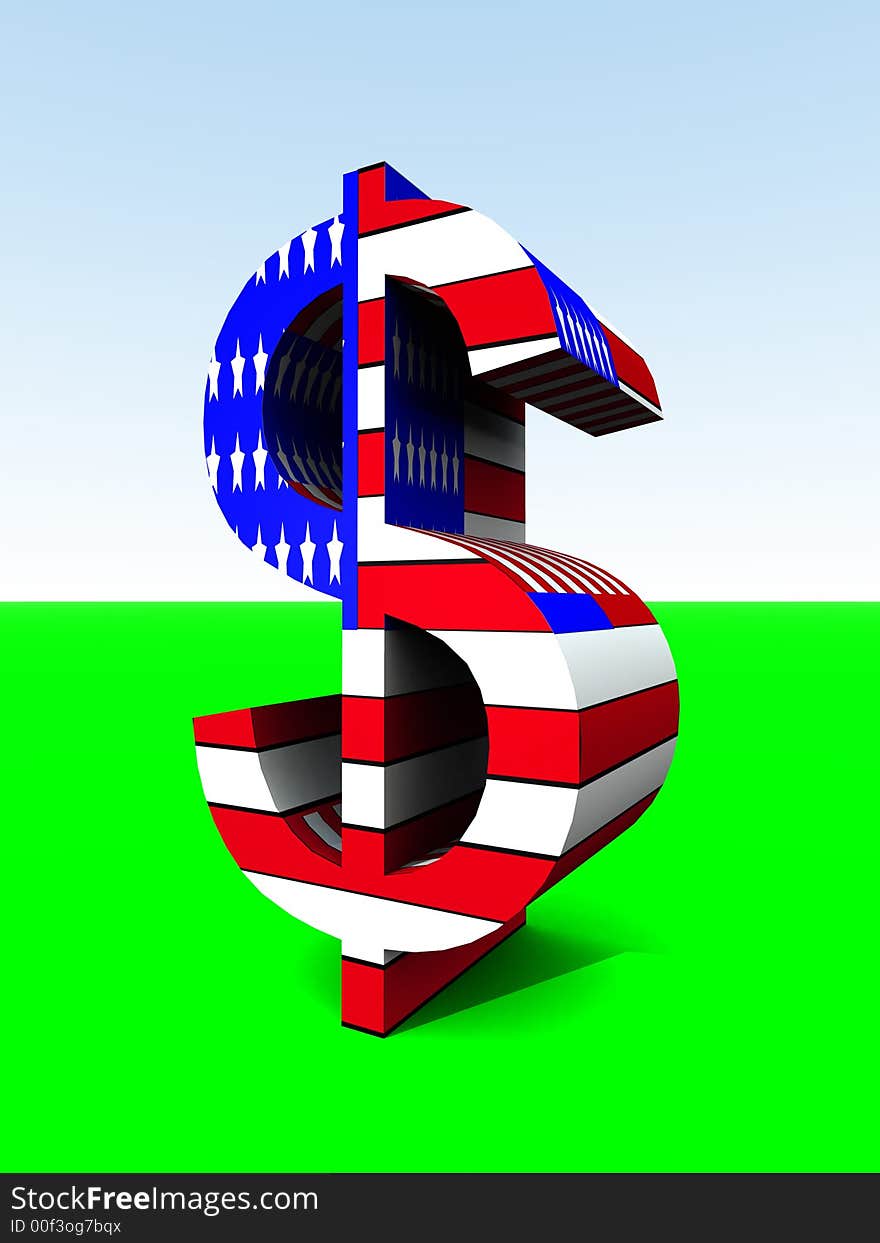 An American Dollar sign with the US flag on it. An American Dollar sign with the US flag on it.