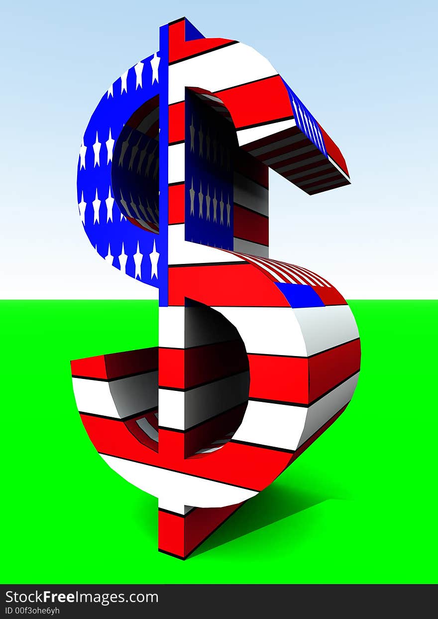 An American Dollar sign with the US flag on it. An American Dollar sign with the US flag on it.