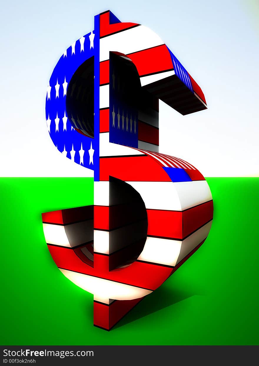 An American Dollar sign with the US flag on it. An American Dollar sign with the US flag on it.