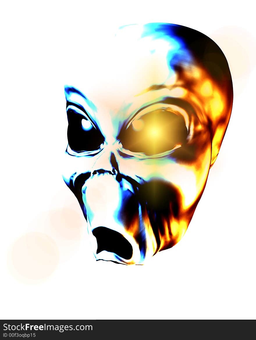 A computer created image of a grey alien man. A computer created image of a grey alien man.