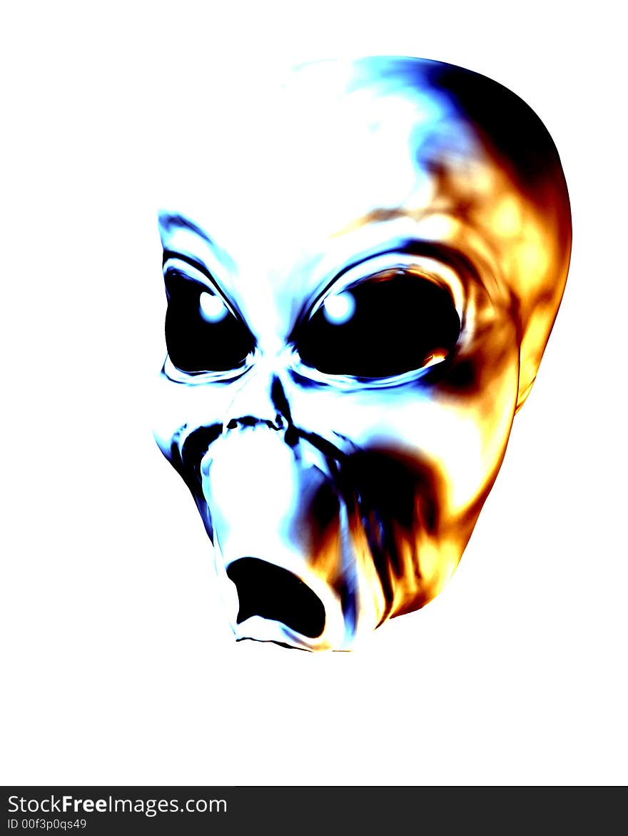 A computer created image of a grey alien man. A computer created image of a grey alien man.