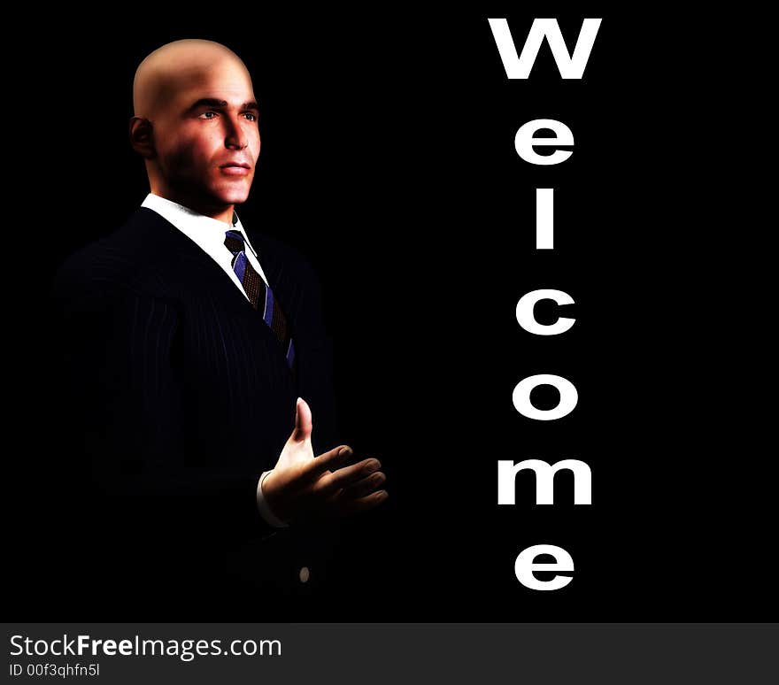 An image of a welcoming business man. An image of a welcoming business man.