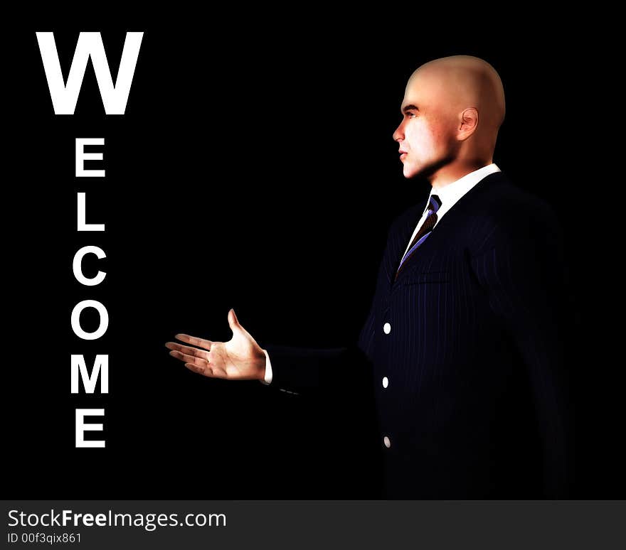 An image of a welcoming business man. An image of a welcoming business man.