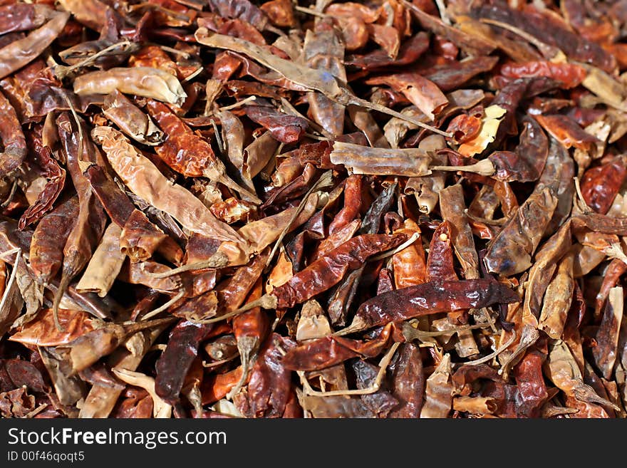 Dried red pepper lays in a plenty