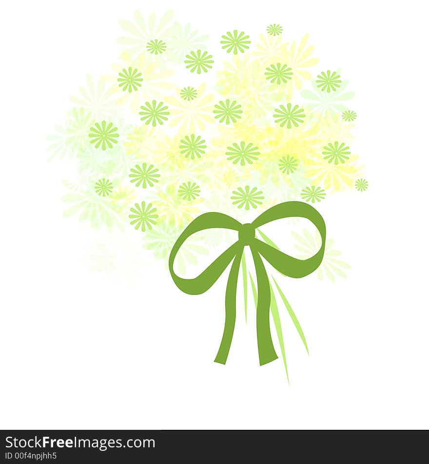 flower bouquet with  ribbon on white background. flower bouquet with  ribbon on white background