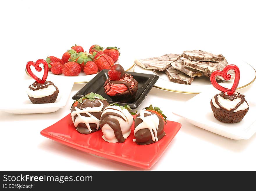 Isolated photo of desserts upclose on white